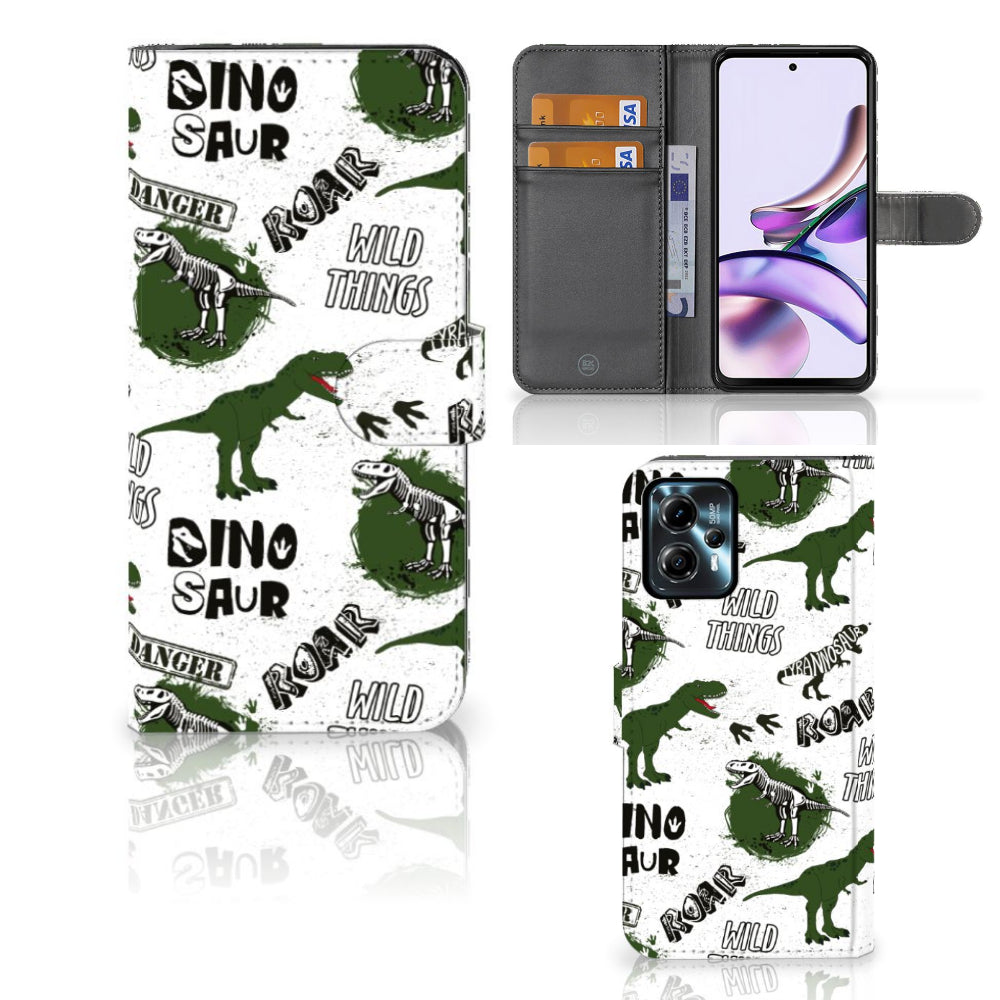 Telefoonhoesje met Pasjes voor Motorola Moto G13 | G23 Dinosaurus