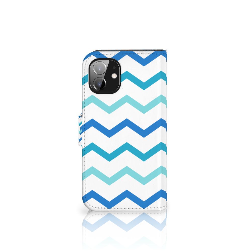 Apple iPhone 12 Mini Telefoon Hoesje Zigzag Blauw