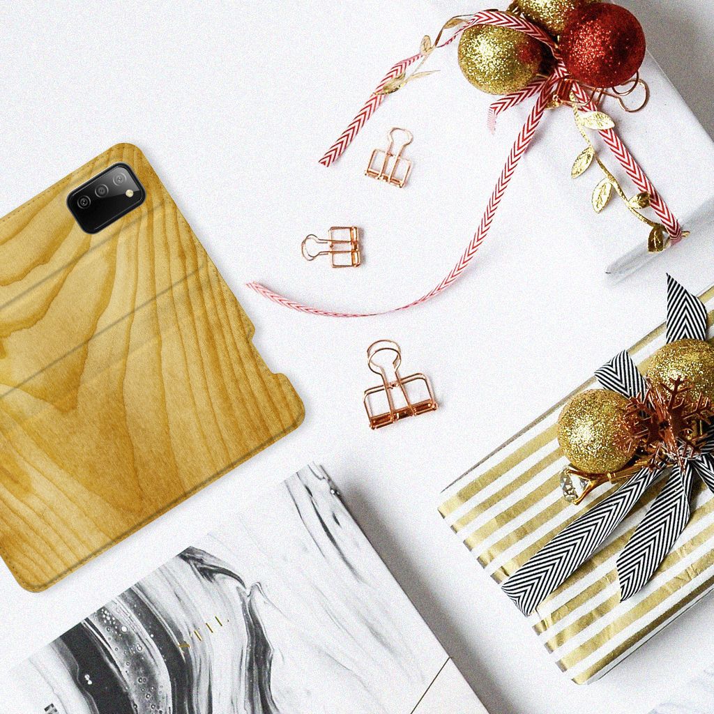 Samsung Galaxy M02s | A02s Book Wallet Case Licht Hout - B2C Telecom