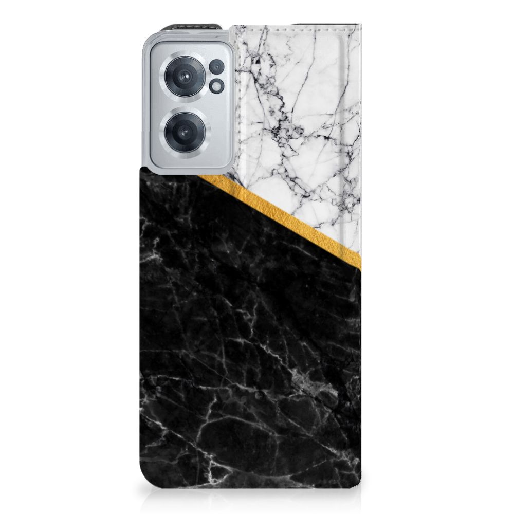 OnePlus Nord CE 2 5G Standcase Marmer Wit Zwart - Origineel Cadeau Man - B2C Telecom