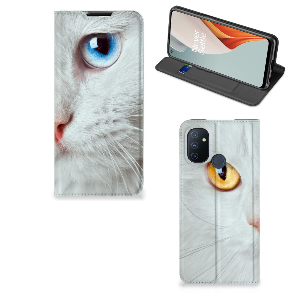 OnePlus Nord N100 Hoesje maken Witte Kat - B2C Telecom