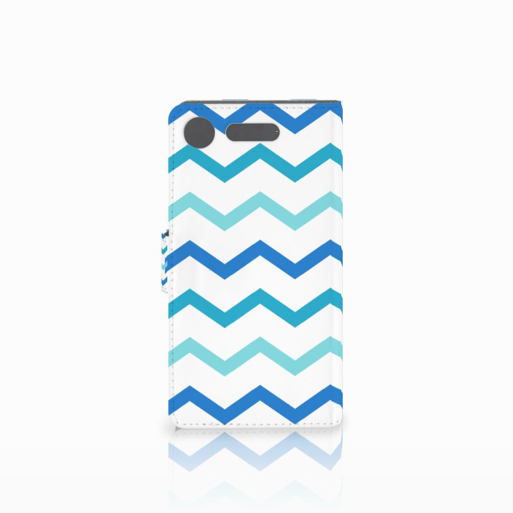 Sony Xperia XZ1 Telefoon Hoesje Zigzag Blauw