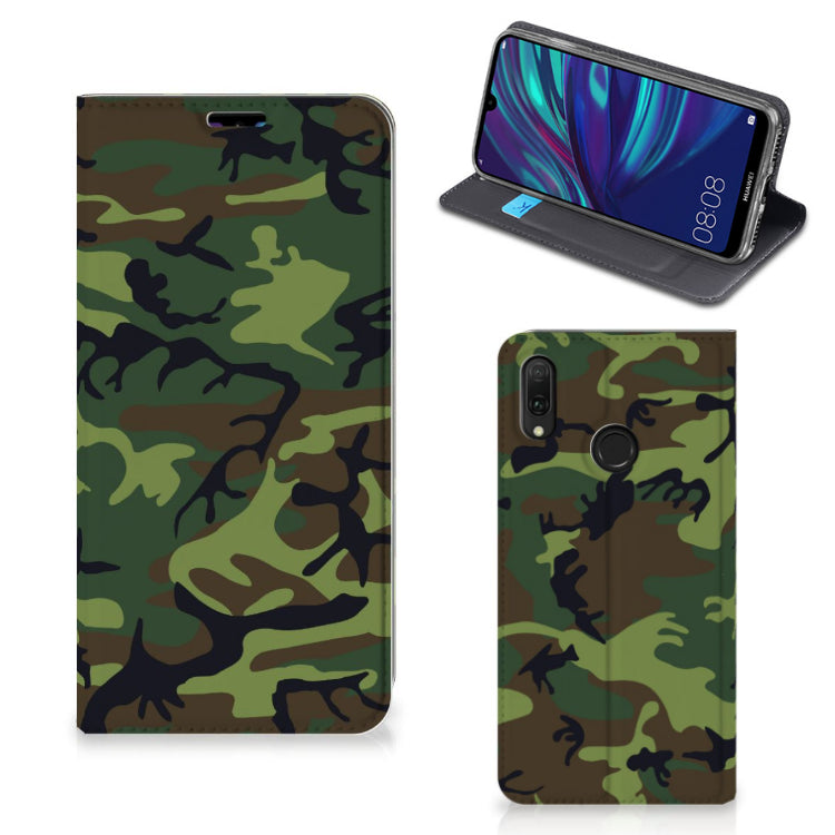 Huawei Y7 hoesje Y7 Pro (2019) Hoesje met Magneet Army Dark