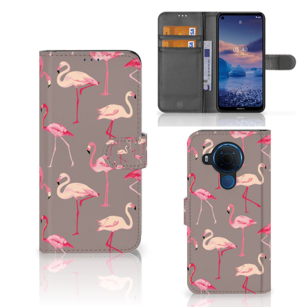 Nokia 5.4 Telefoonhoesje met Pasjes Flamingo