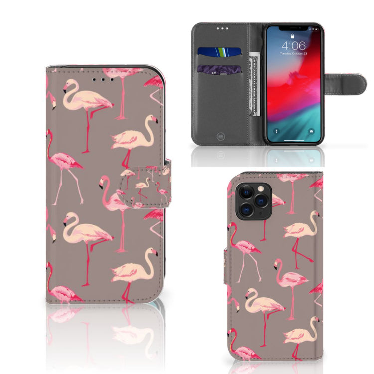 Apple iPhone 11 Pro Telefoonhoesje met Pasjes Flamingo