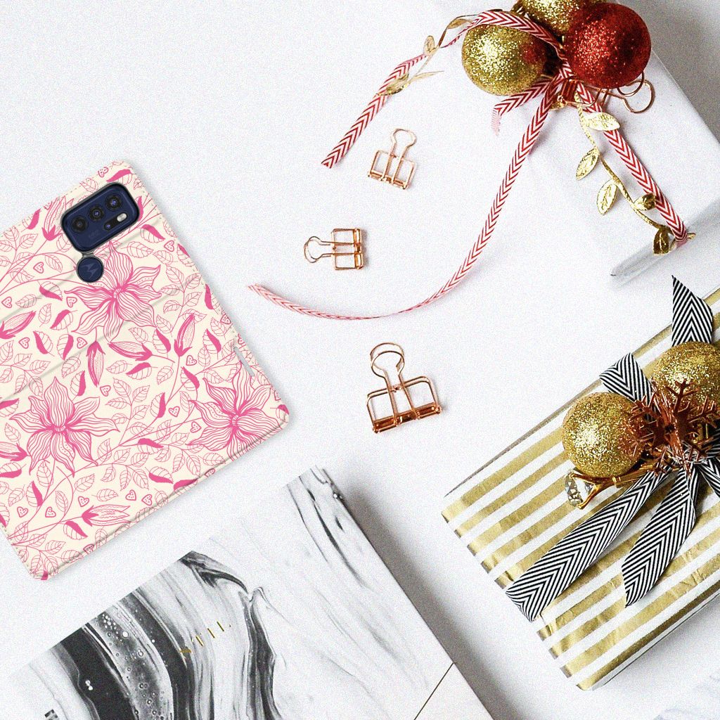 Motorola Moto G60s Smart Cover Pink Flowers - B2C Telecom