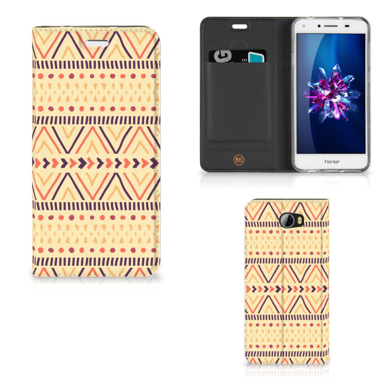 Huawei Y5 2 | Y6 Compact Hoesje met Magneet Aztec Yellow