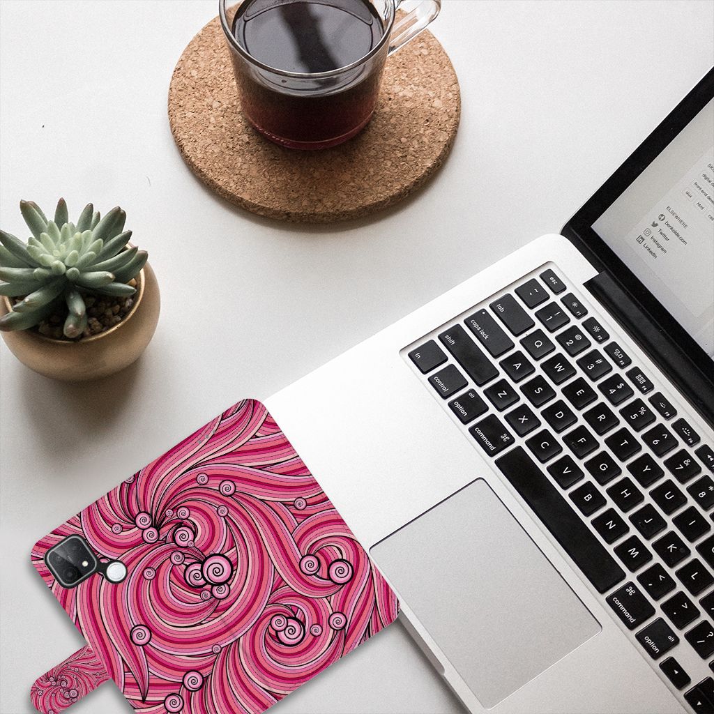 OPPO A15 Hoesje Swirl Pink