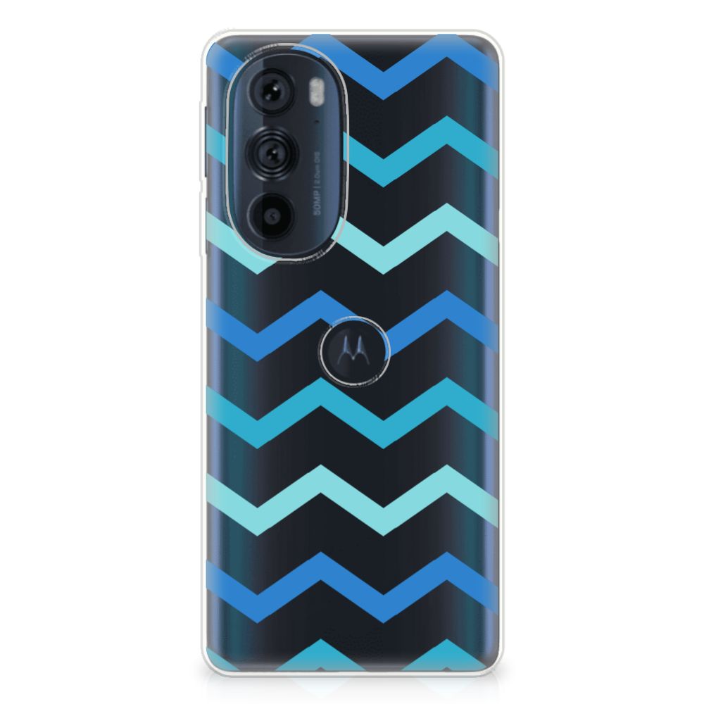 Motorola Edge 30 Pro TPU bumper Zigzag Blauw