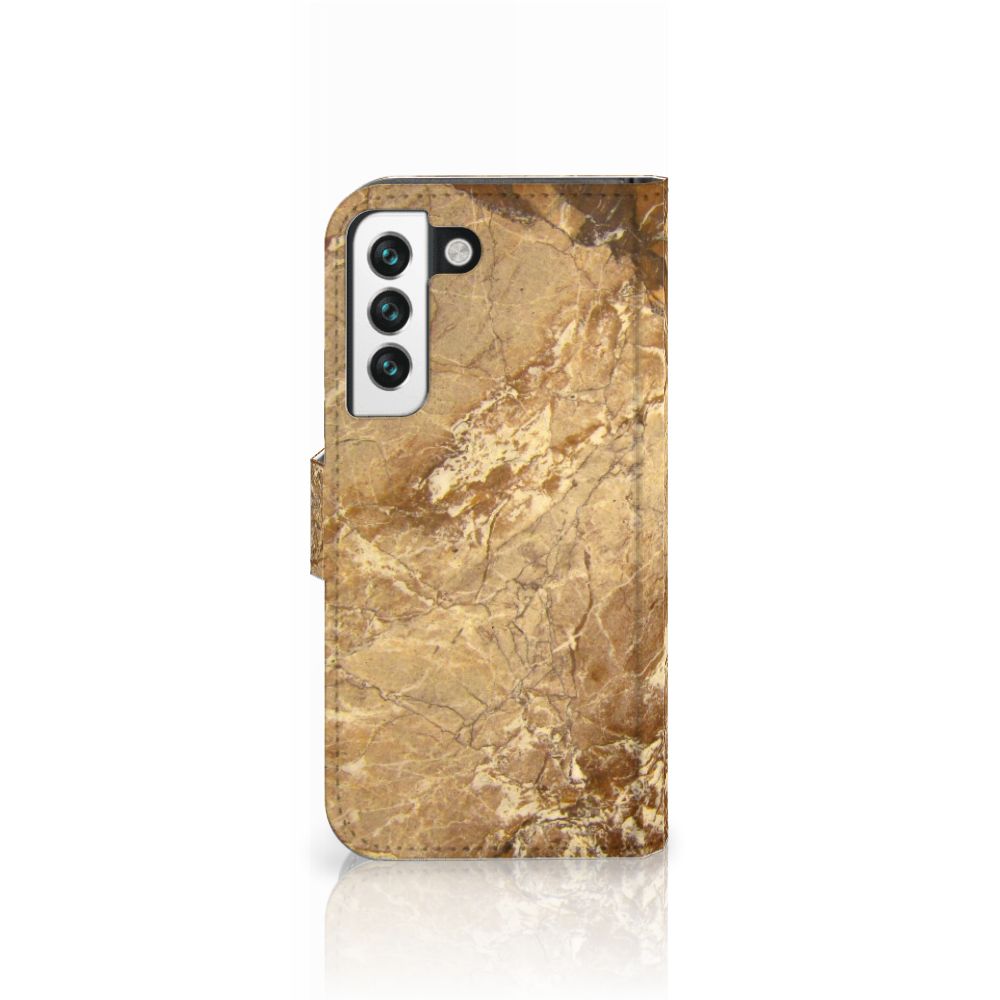 Samsung Galaxy S22 Bookcase Marmer Creme met marmerpatroon en ruimte voor pasjes