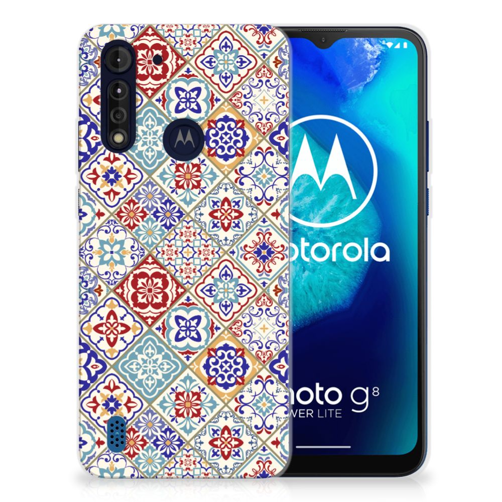 Motorola Moto G8 Power Lite TPU Siliconen Hoesje Tiles Color