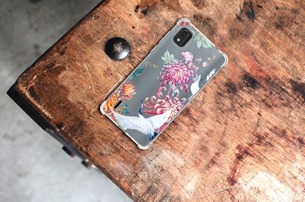 Nokia C2 2nd Edition Case Anti-shock Bird Flowers