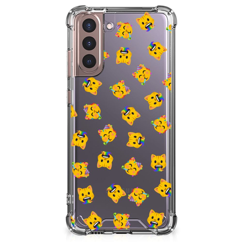 Doorzichtige Silicone Hoesje voor Samsung Galaxy S21 Plus Katten Emojis B2C Telecom