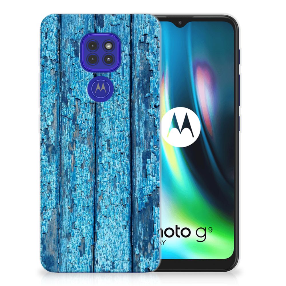 Motorola Moto G9 Play | E7 Plus Bumper Hoesje Wood Blue B2C Telecom