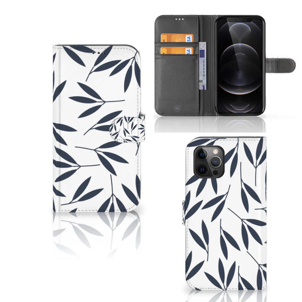 Apple iPhone 12 Pro Max Hoesje Leaves Blue