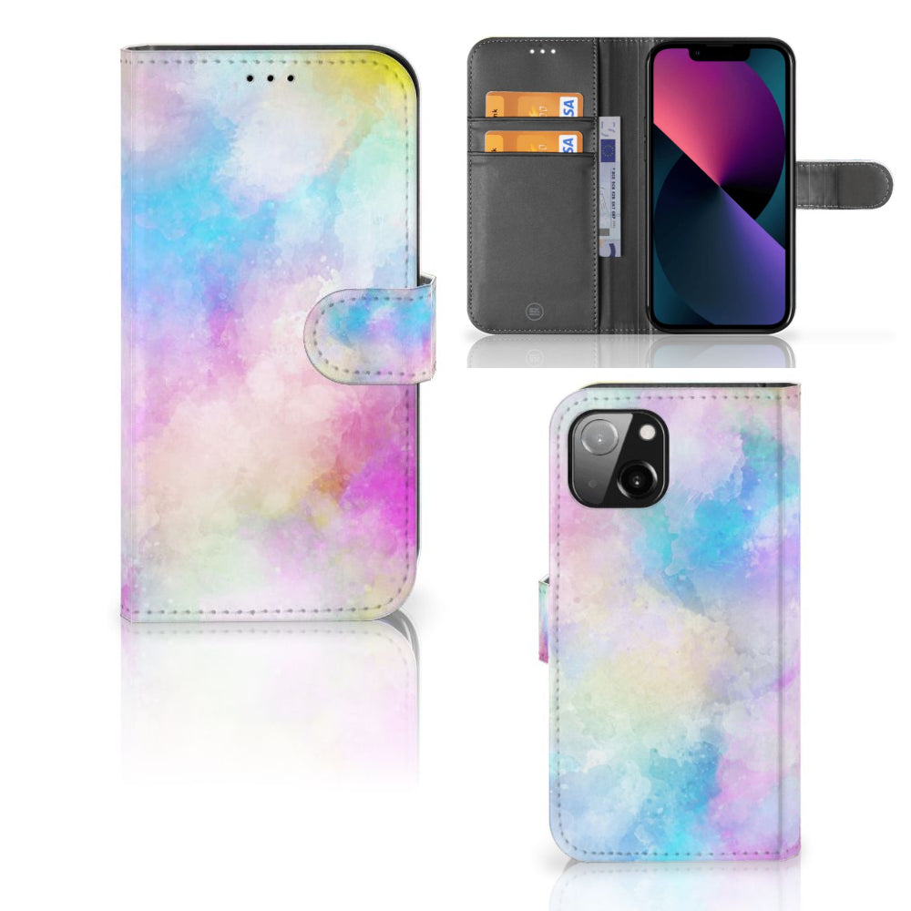 Hoesje Apple iPhone 13 Watercolor Light met pasjeshouder, kleurrijk en uniek design.