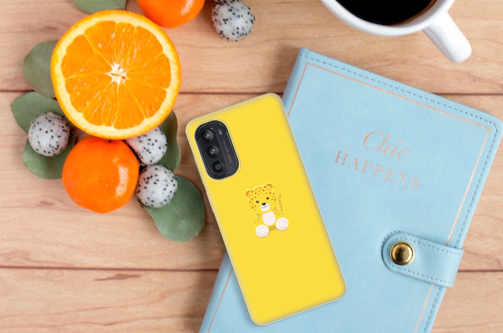 Motorola Moto G52/G82 Telefoonhoesje met Naam Baby Leopard