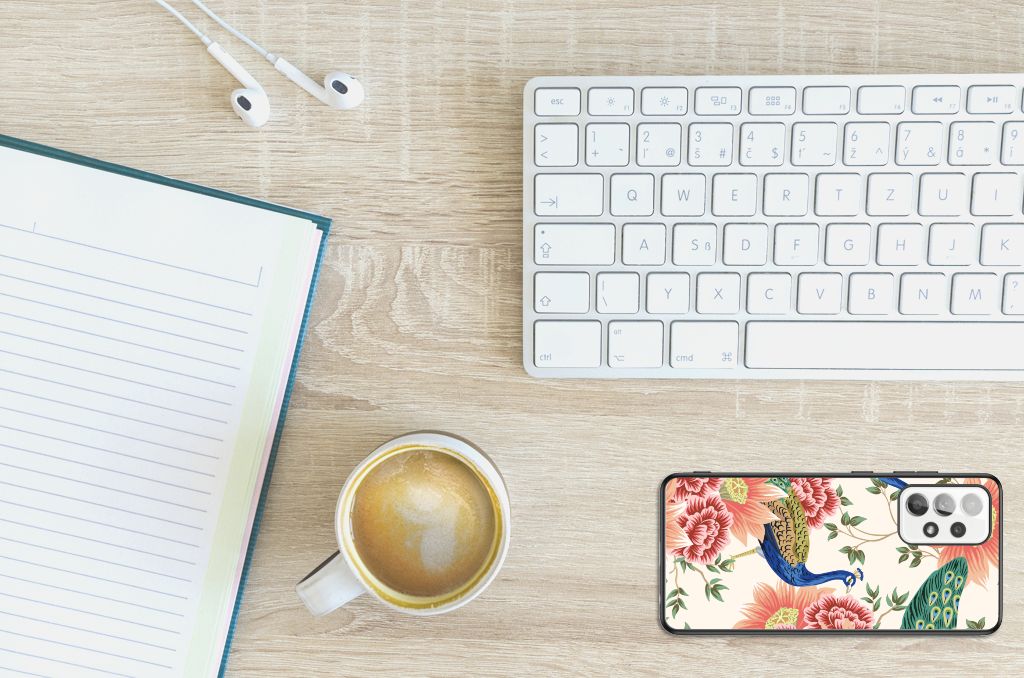 Dierenprint Telefoonhoesje voor Samsung Galaxy A52 | A52s (5G/4G) Pink Peacock B2C Telecom