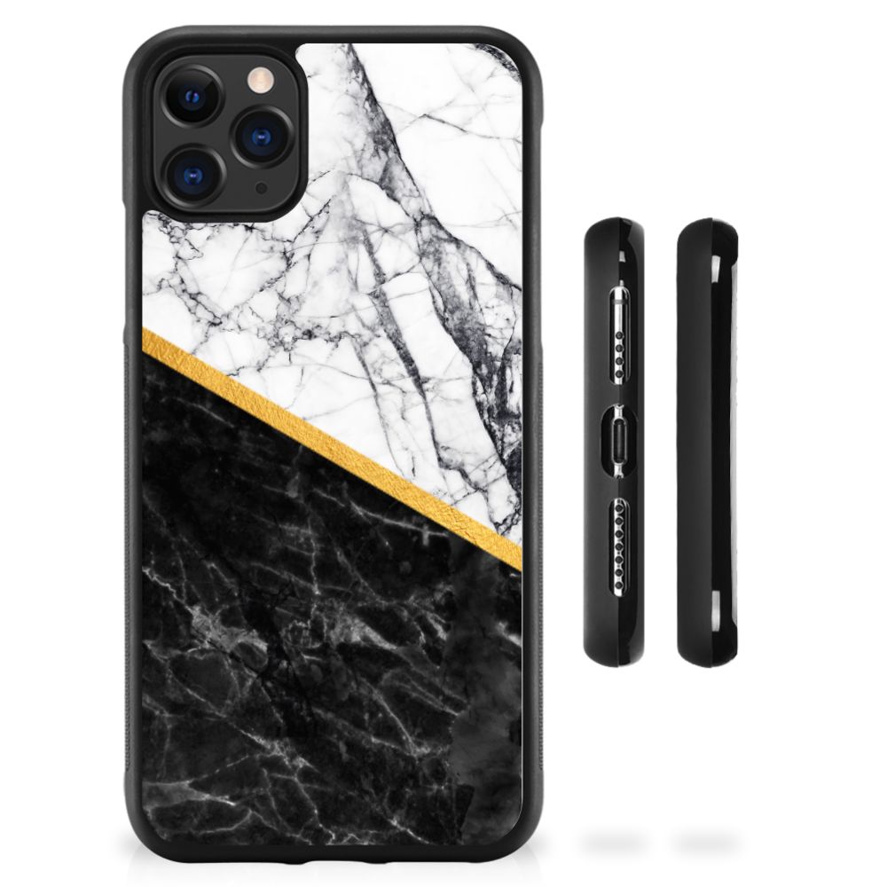 Apple iPhone 11 Pro Max Gripcase Marmer Wit Zwart - Origineel Cadeau Man B2C Telecom