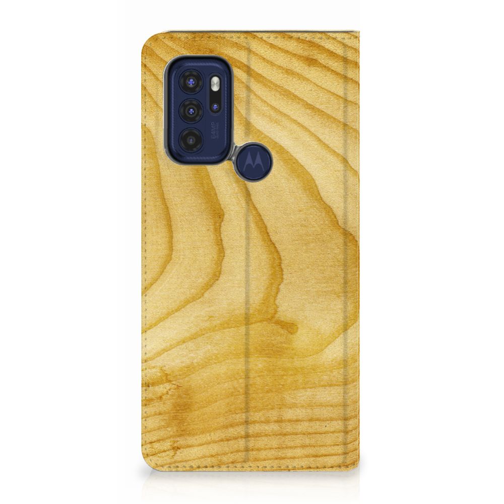 Motorola Moto G60s Book Wallet Case Licht Hout - B2C Telecom