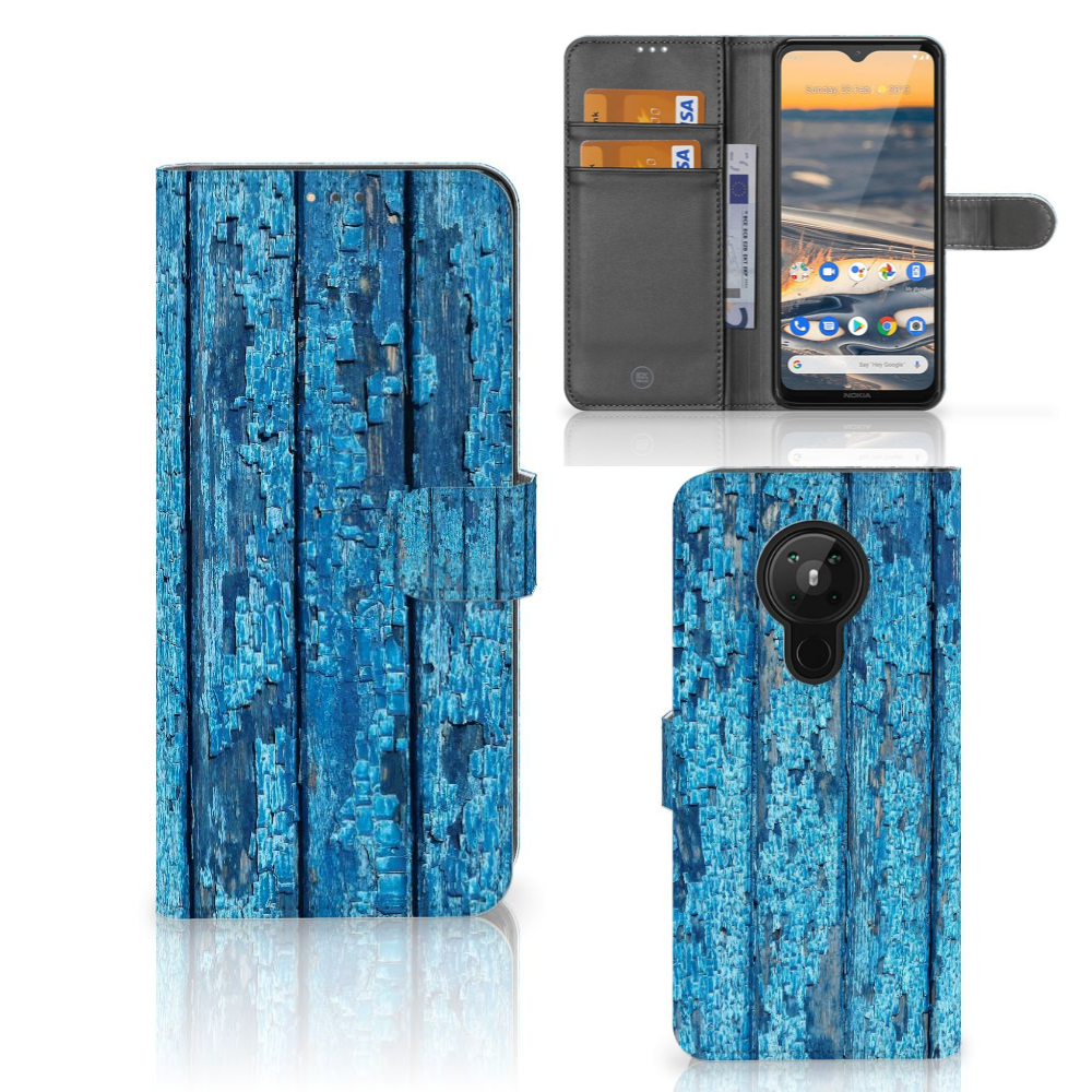 Nokia 5.3 Book Style Case Wood Blue