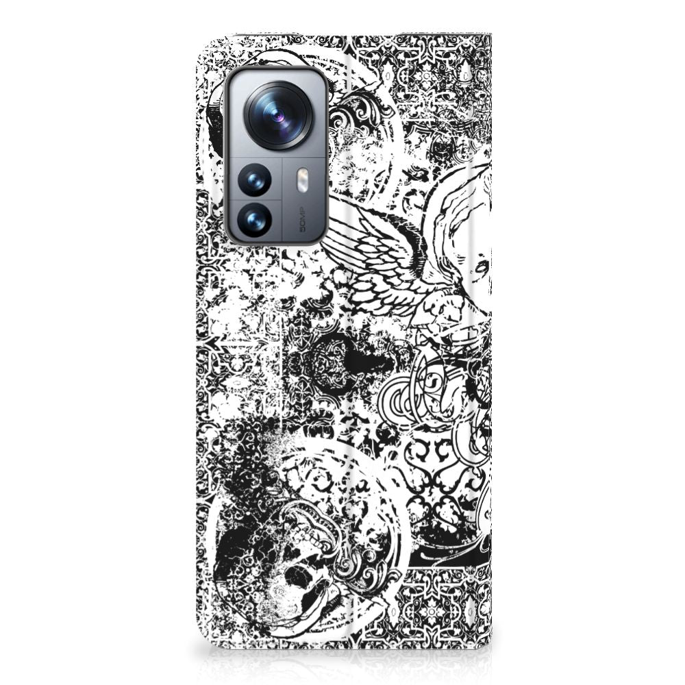 Mobiel BookCase Xiaomi 12 Pro Skulls Angel - B2C Telecom