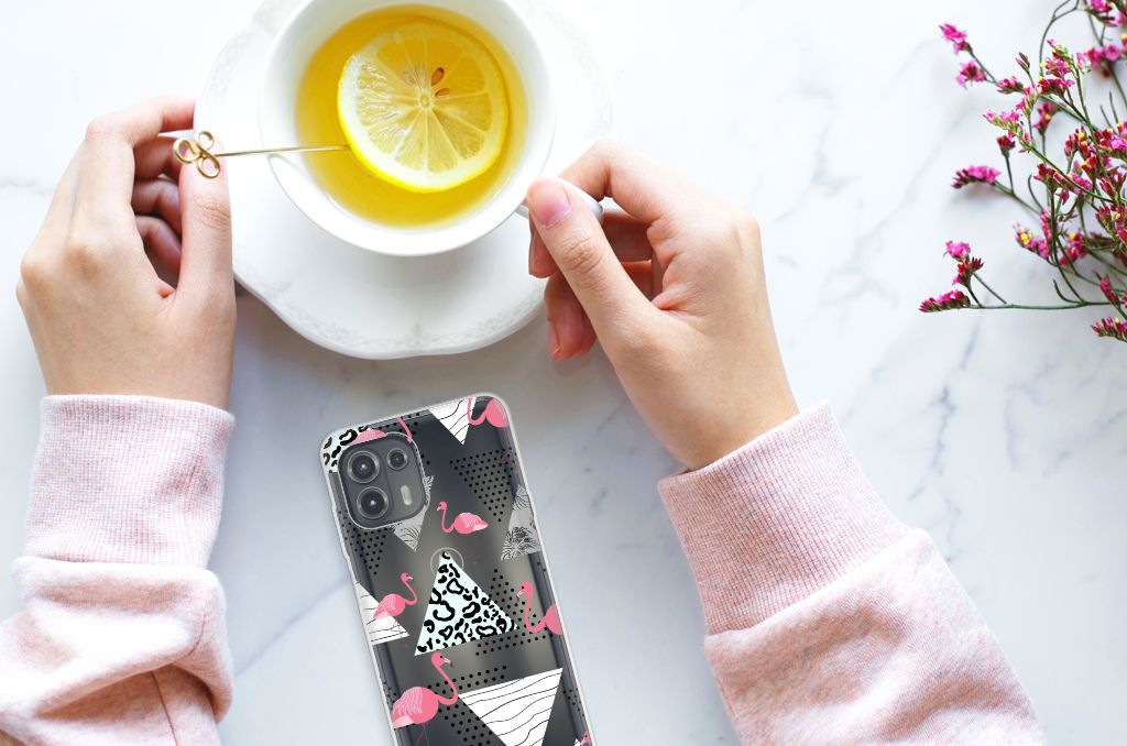 Motorola Edge 20 Lite TPU Hoesje Flamingo Triangle B2C Telecom