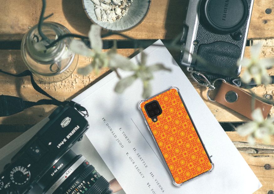 Samsung Galaxy A12 Doorzichtige Silicone Hoesje Batik Oranje - B2C Telecom