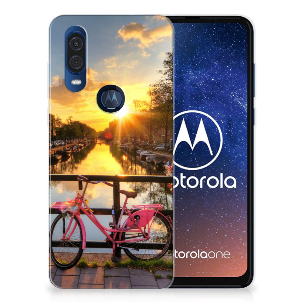 Motorola One Vision Siliconen Back Cover Amsterdamse Grachten