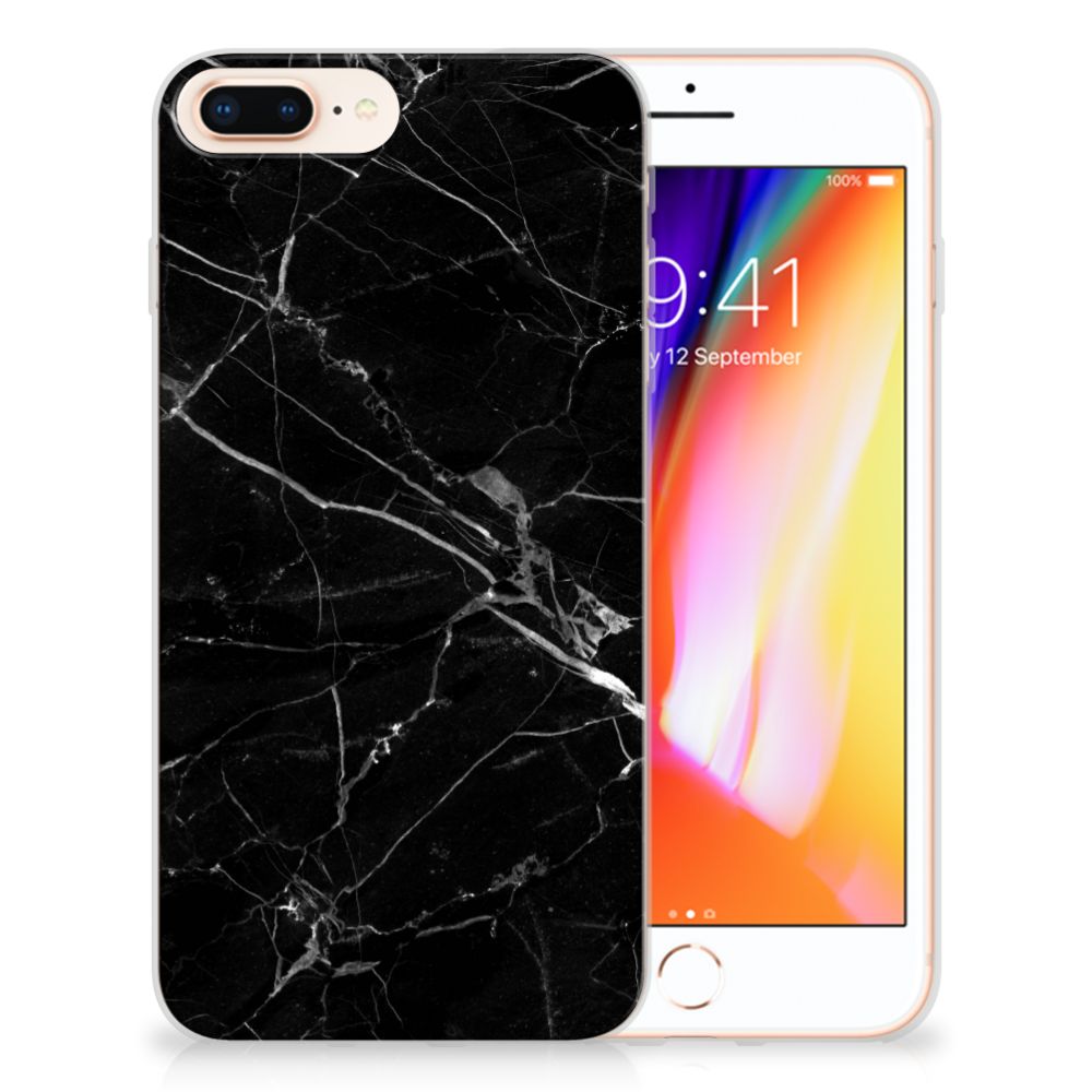 Apple iPhone 7 Plus | 8 Plus TPU Siliconen Hoesje Marmer Zwart - Origineel Cadeau Vader