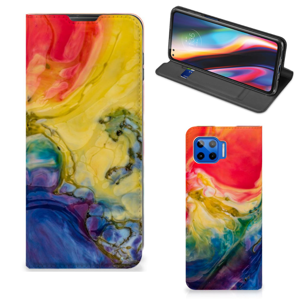 Bookcase Motorola Moto G 5G Plus Watercolor Dark