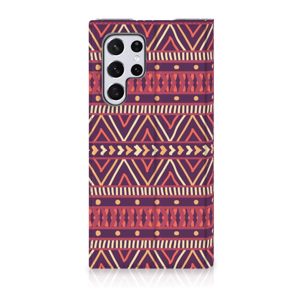 Samsung Galaxy S22 Ultra Hoesje met Magneet Aztec Paars - B2C Telecom
