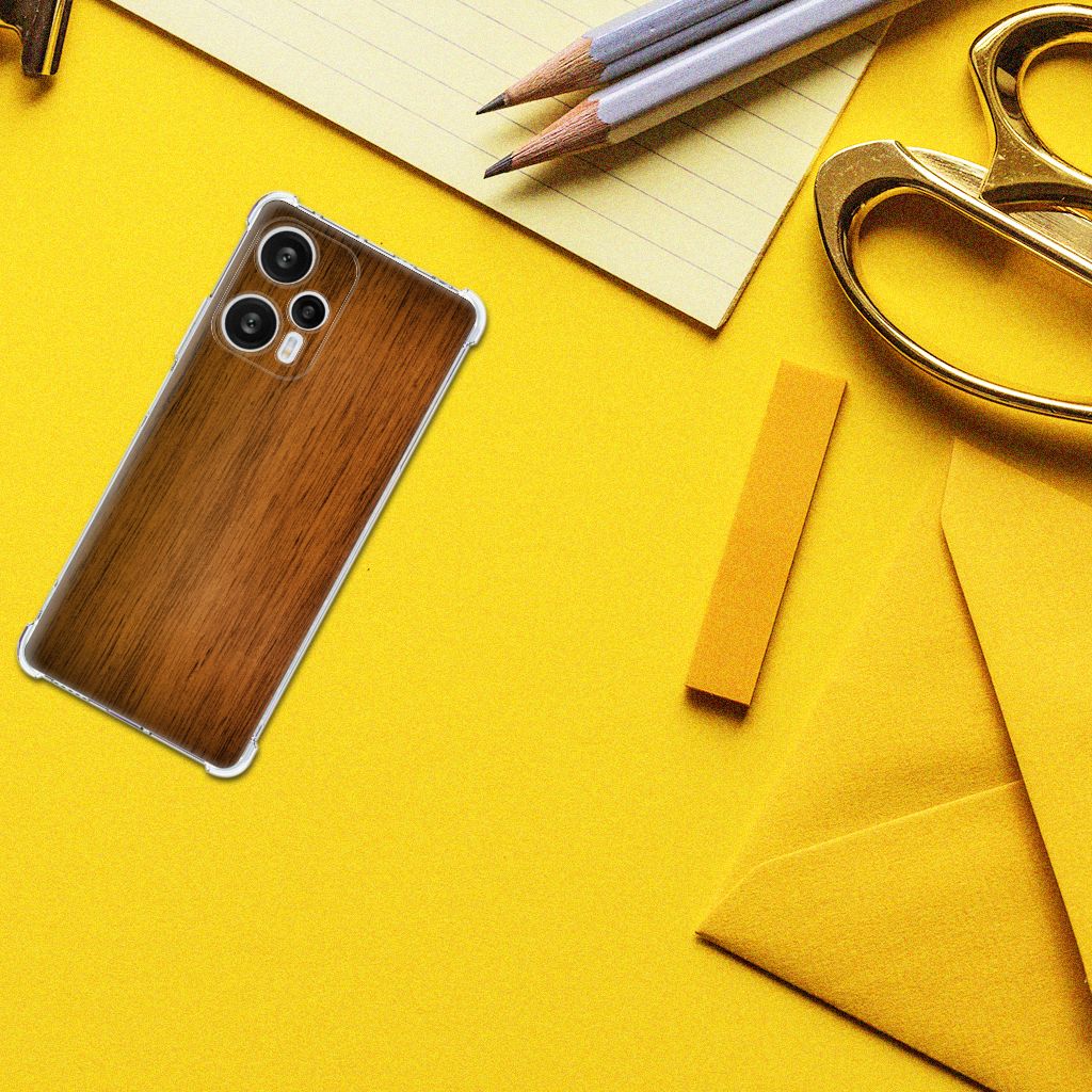 Xiaomi Poco F5 Stevig Telefoonhoesje Donker Hout