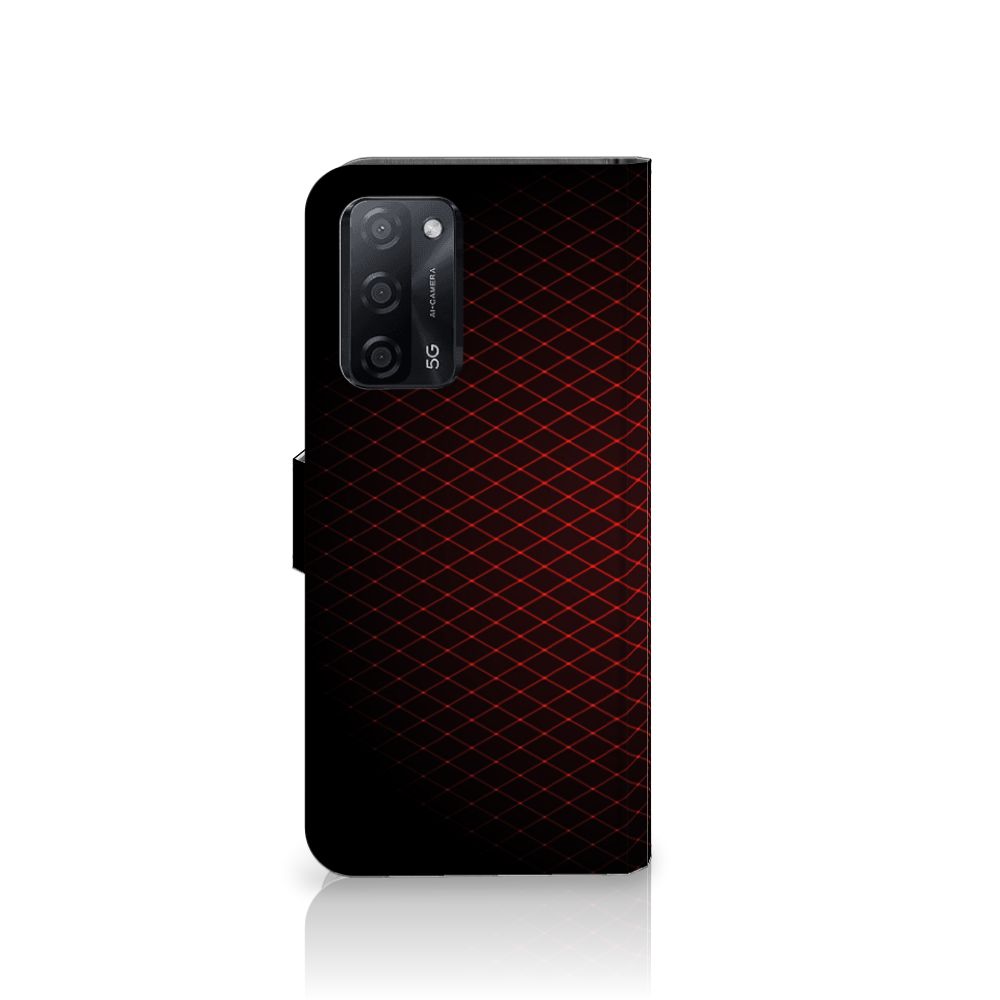 OPPO A16/A16s/A54s Telefoon Hoesje Geruit Rood met stijlvolle geometrische print.