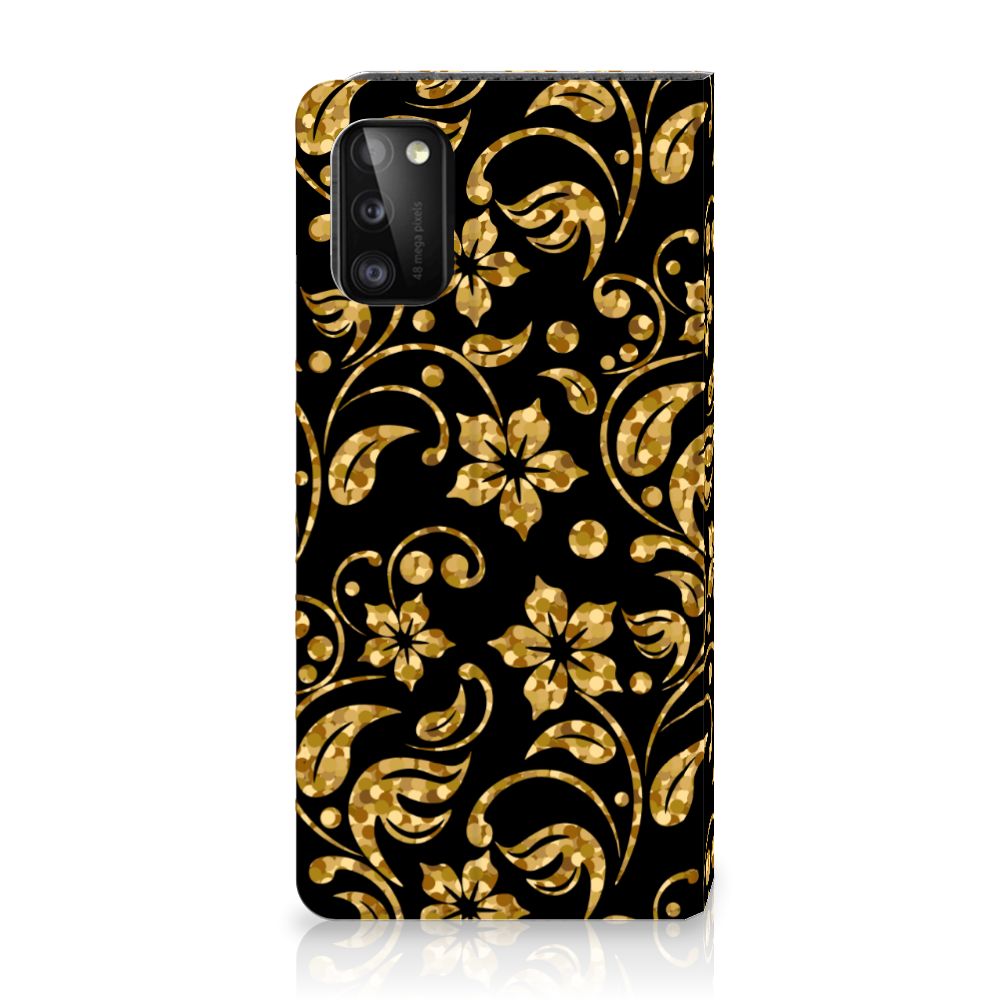Samsung Galaxy A41 Smart Cover Gouden Bloemen - B2C Telecom