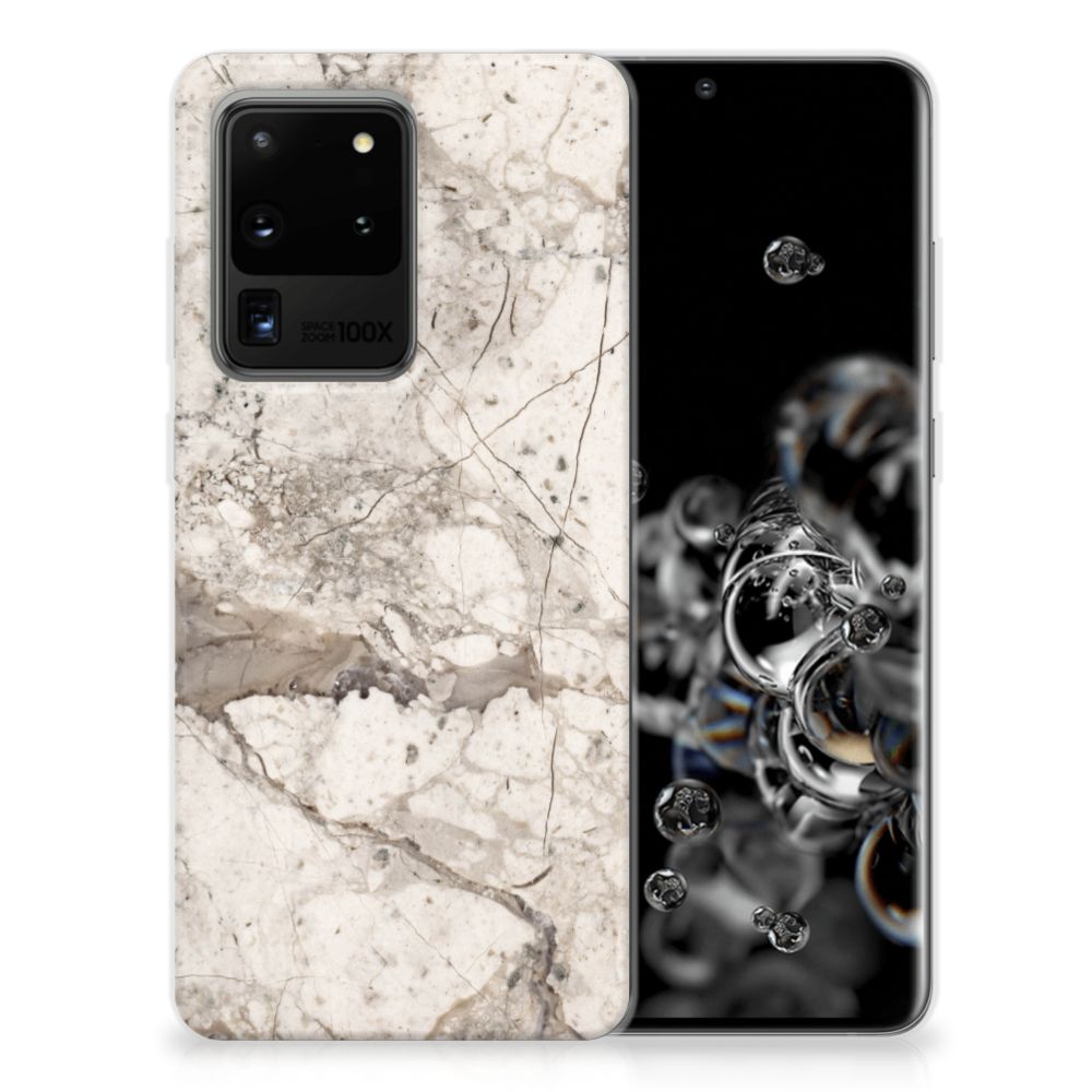 Samsung Galaxy S20 Ultra TPU Siliconen Hoesje Marmer Beige B2C Telecom