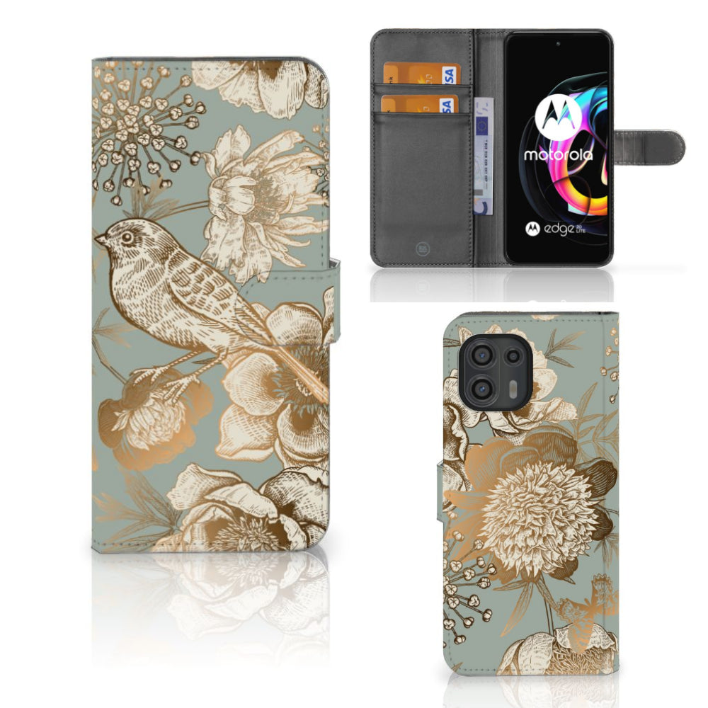 Hoesje voor Motorola Edge 20 Lite Vintage Bird Flowers