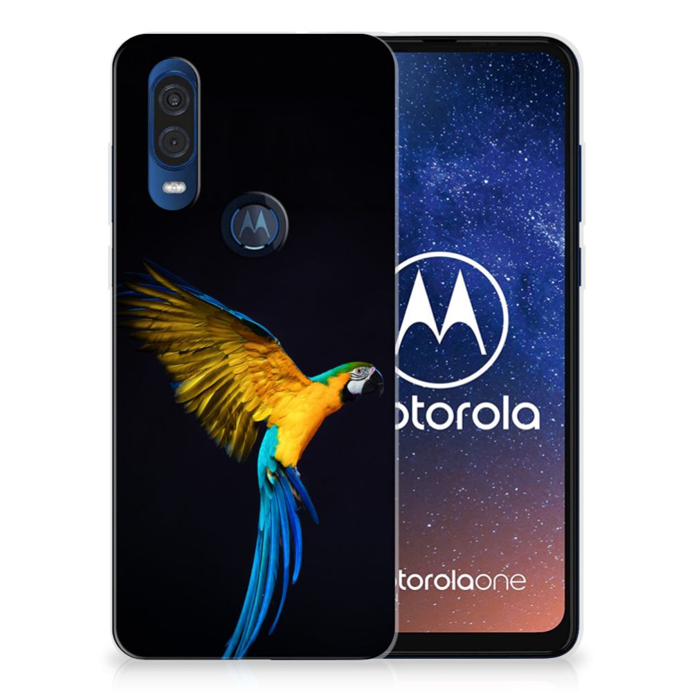 Motorola One Vision TPU Hoesje Papegaai