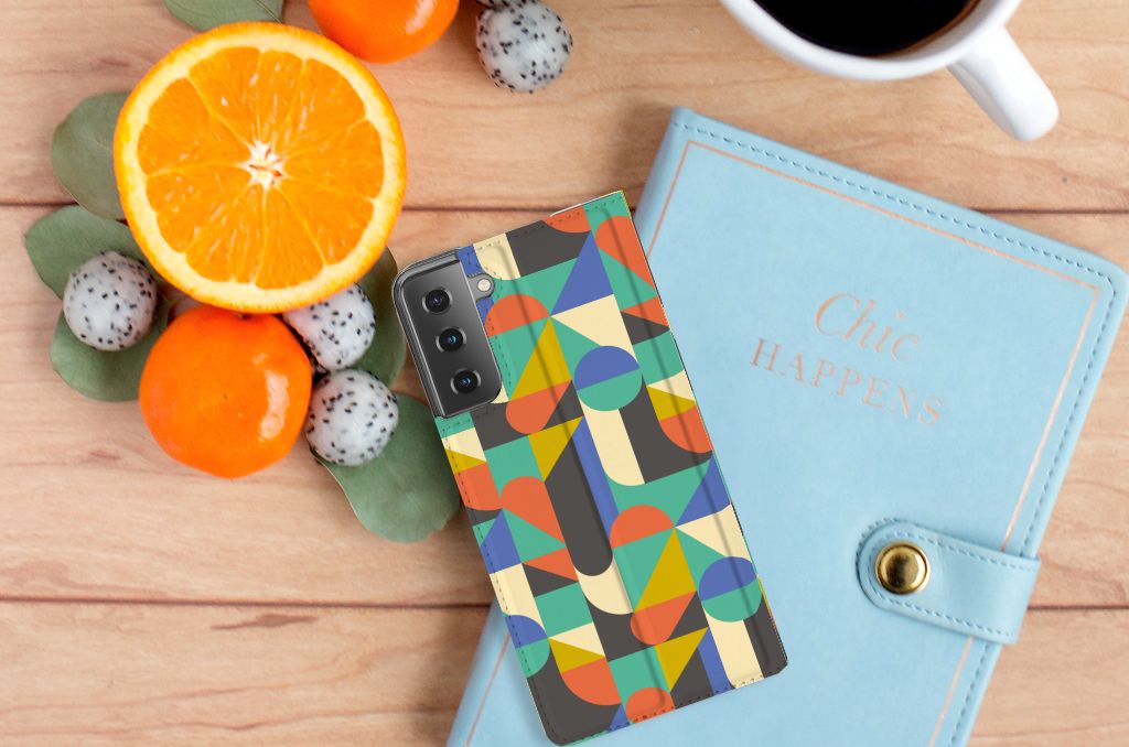 Samsung Galaxy S21 Plus Hoesje met Magneet Funky Retro - B2C Telecom