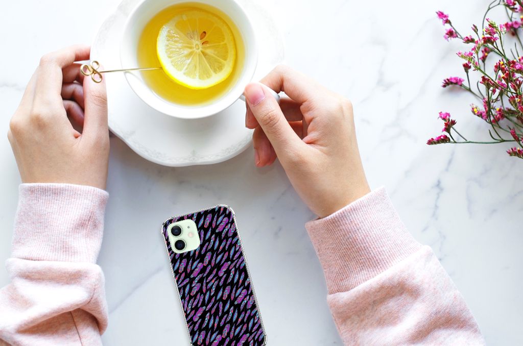 iPhone 12 Mini Doorzichtige Silicone Hoesje Feathers Color B2C Telecom