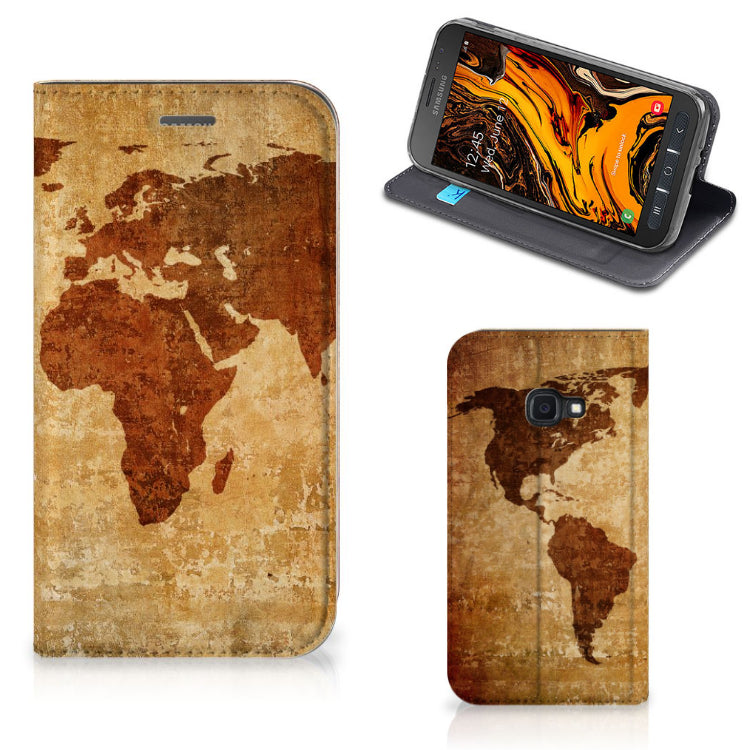 Samsung Galaxy Xcover 4s Book Cover Wereldkaart