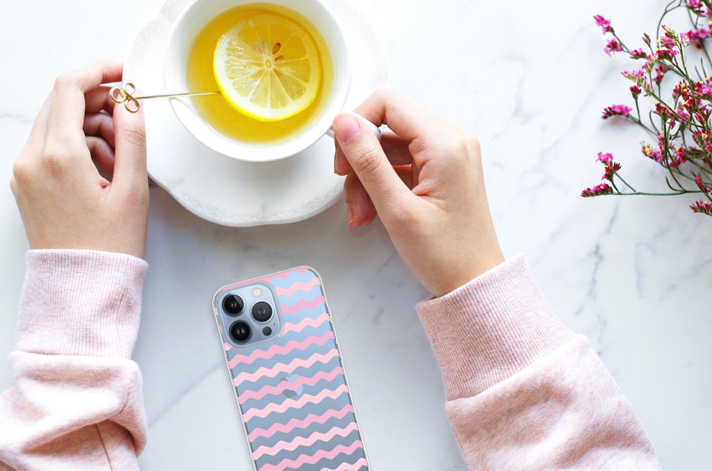 Apple iPhone 13 Pro TPU bumper Waves Roze B2C Telecom