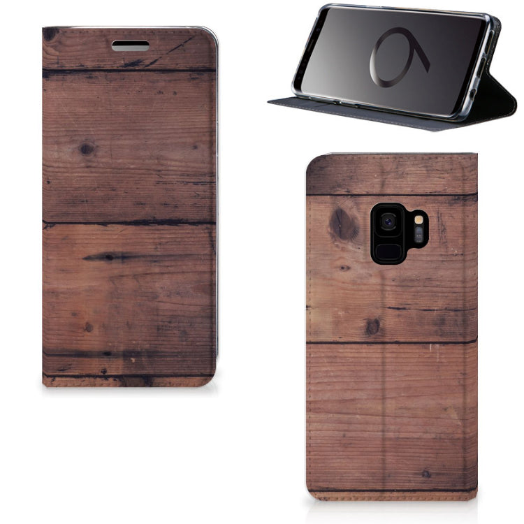 Samsung Galaxy S9 Book Wallet Case Old Wood