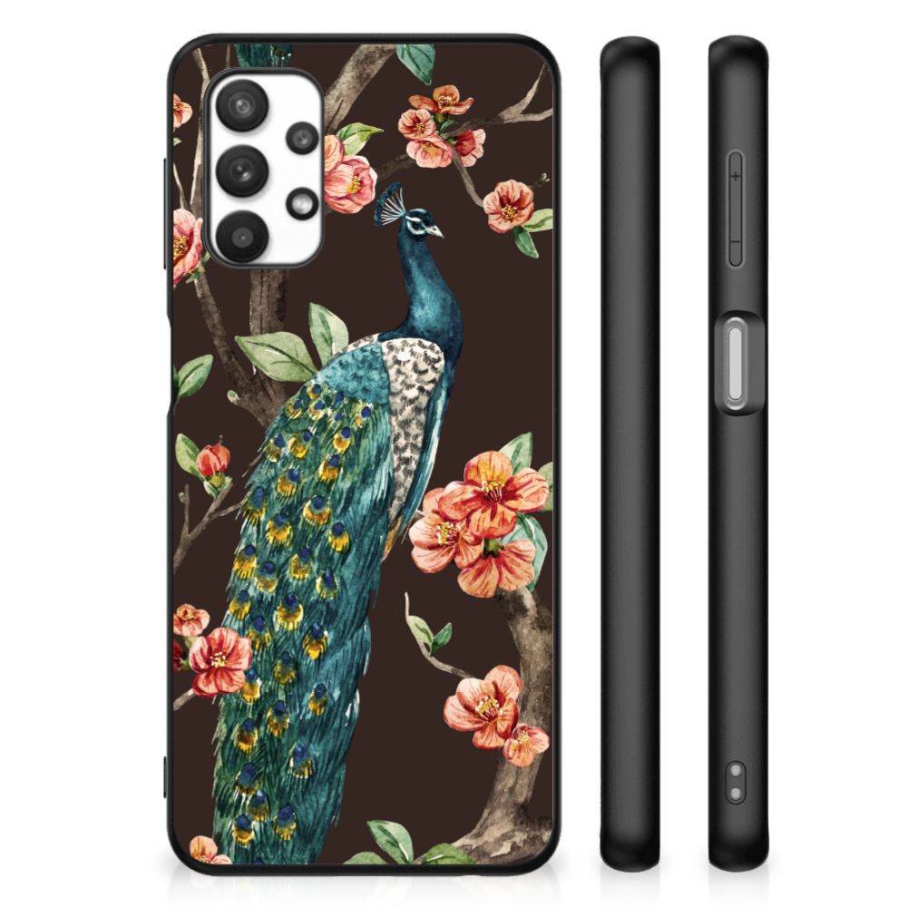 Samsung Galaxy A32 5G Dierenprint Telefoonhoesje Pauw met Bloemen B2C Telecom