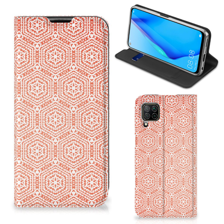 Huawei P40 Lite Hoesje met Magneet Pattern Orange - B2C Telecom