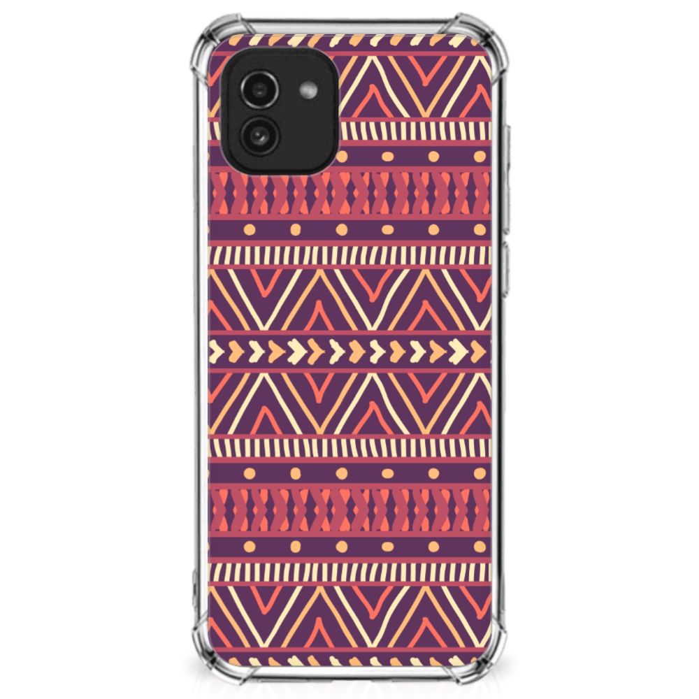 Samsung Galaxy A03 Doorzichtige Silicone Hoesje Aztec Paars B2C Telecom