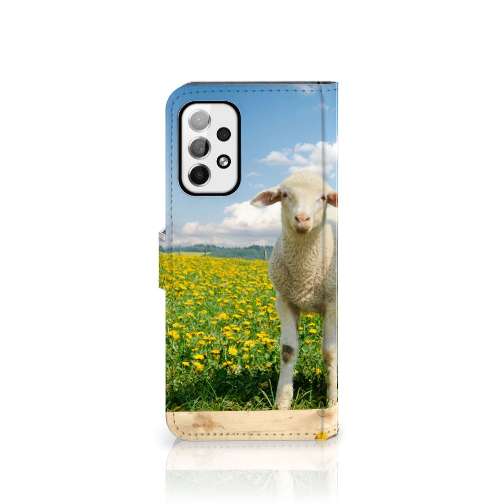Samsung Galaxy A73 5G Telefoonhoesje met Pasjes Schaap en Lammetje