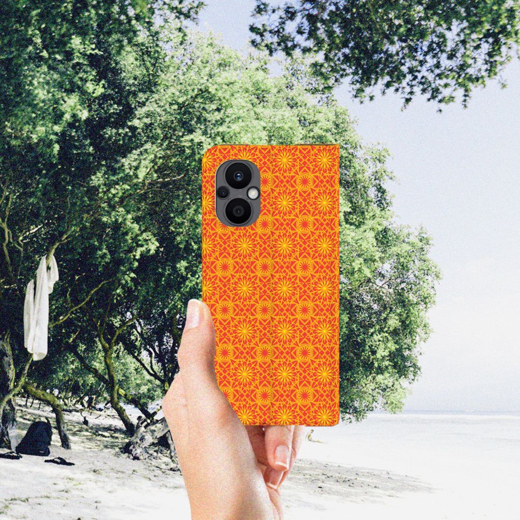 OPPO Reno8 Lite Hoesje met Magneet Batik Oranje - B2C Telecom