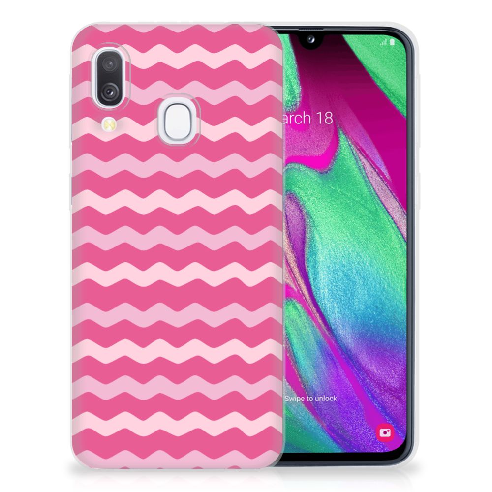 Samsung Galaxy A40 TPU bumper Waves Pink