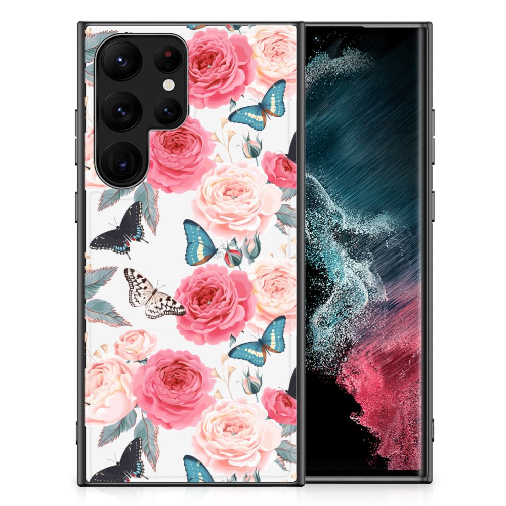 Samsung Galaxy S23 Ultra Bloemen Hoesje Butterfly Roses